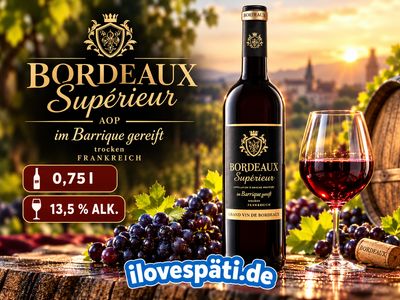 Bordeaux Supérieur AOP Rotwein trocken 0,75 l – 13,5 % vol. – im Barrique gereift