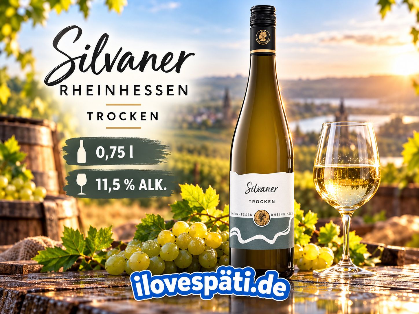 Silvaner Rheinhessen trocken – Deutscher Qualitätswein Weißwein 0,75 l – 11,5 % vol.