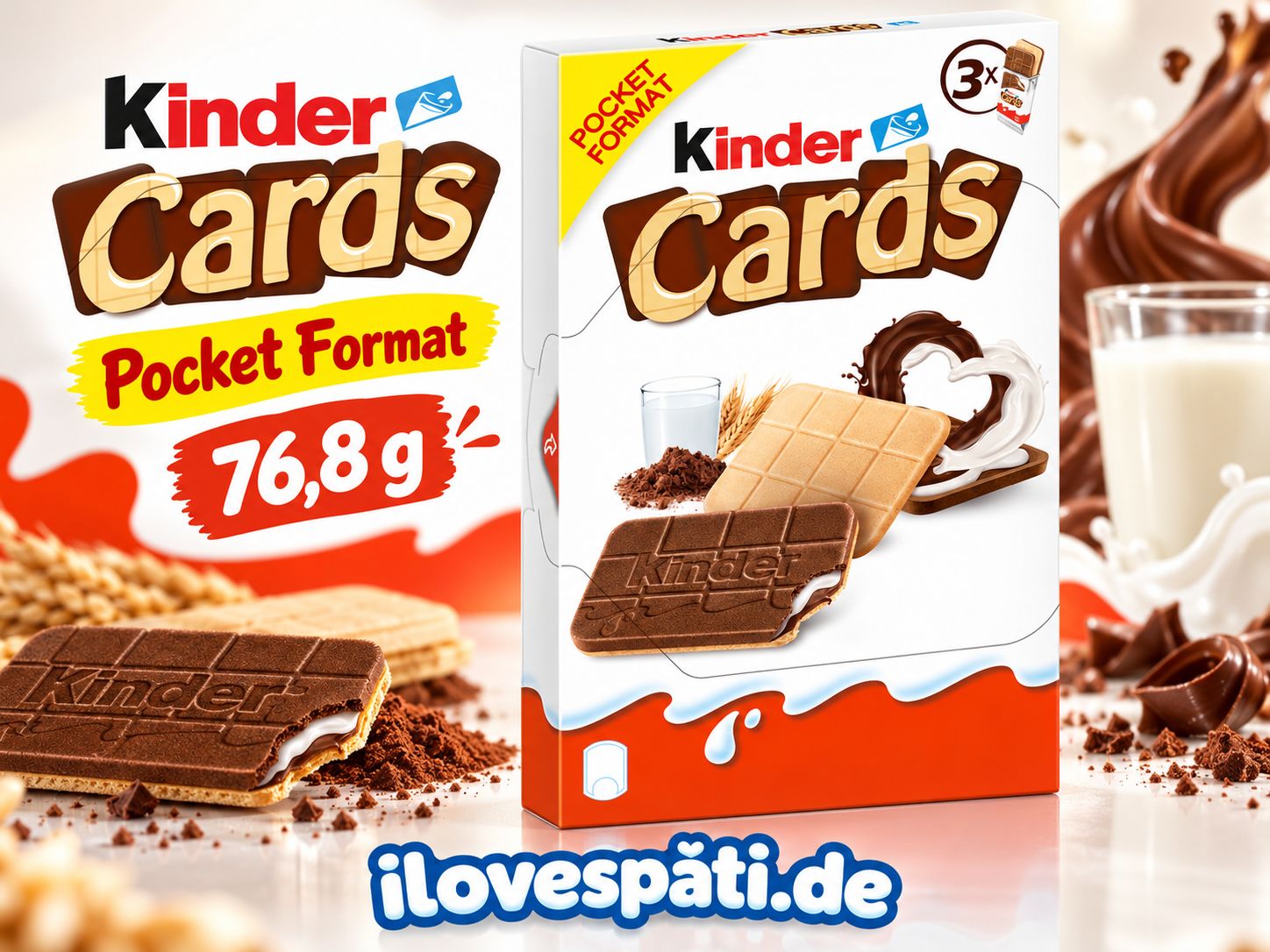 Kinder Cards Pocket Format 6 Stück (76,8 g) – Milch- &amp; Kakaocreme-Waffeln