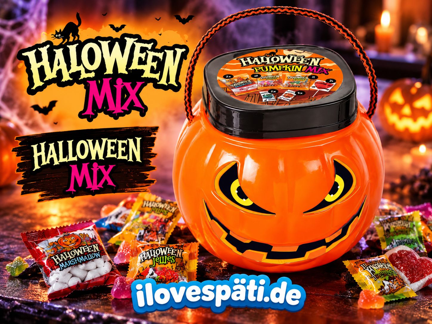 Halloween Mix Kürbiseimer mit Süßigkeiten 200 g – 15 Stück