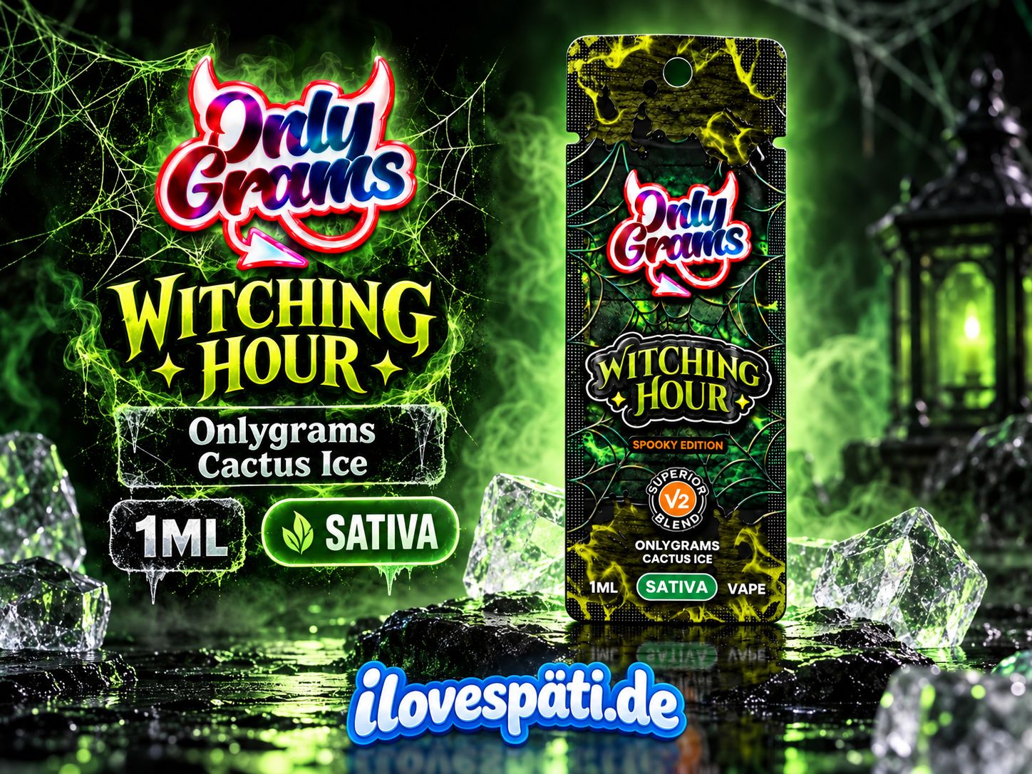 OnlyGrams Witching Hour Spooky Edition V2 Sativa Vape 1 ml – Cactus Ice
