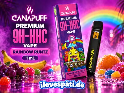 Canapuff Premium Rainbow Runtz 9H-HHC Vape 1 ml – 95 % laut Verpackung