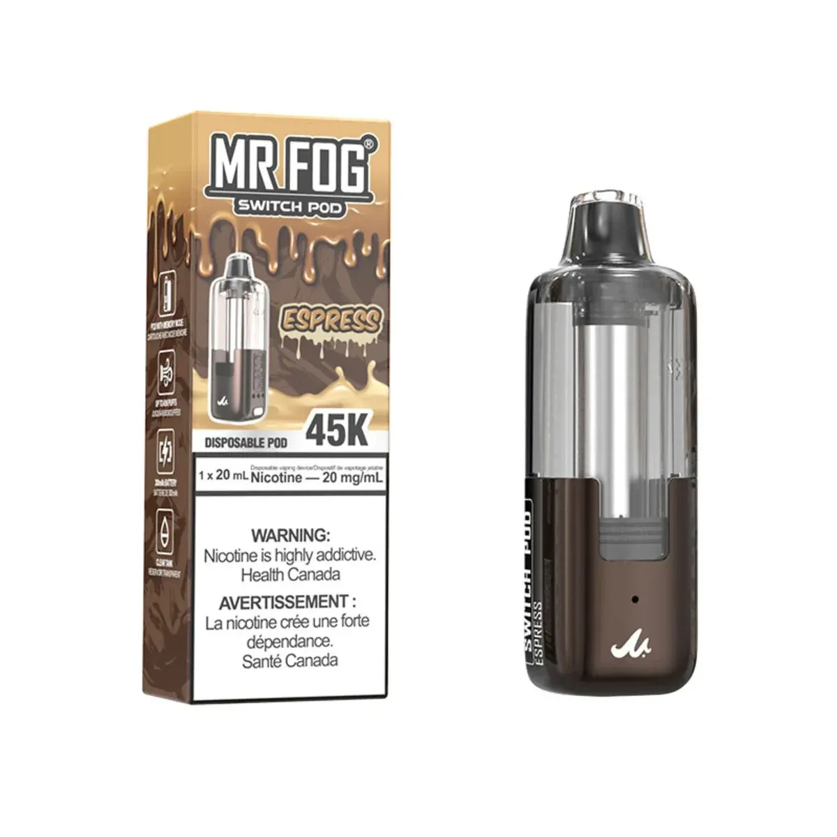 mr fog switch black Kit Flavor:Marybull Ice Lost Mary Coffee Vape: cleam flum pebble