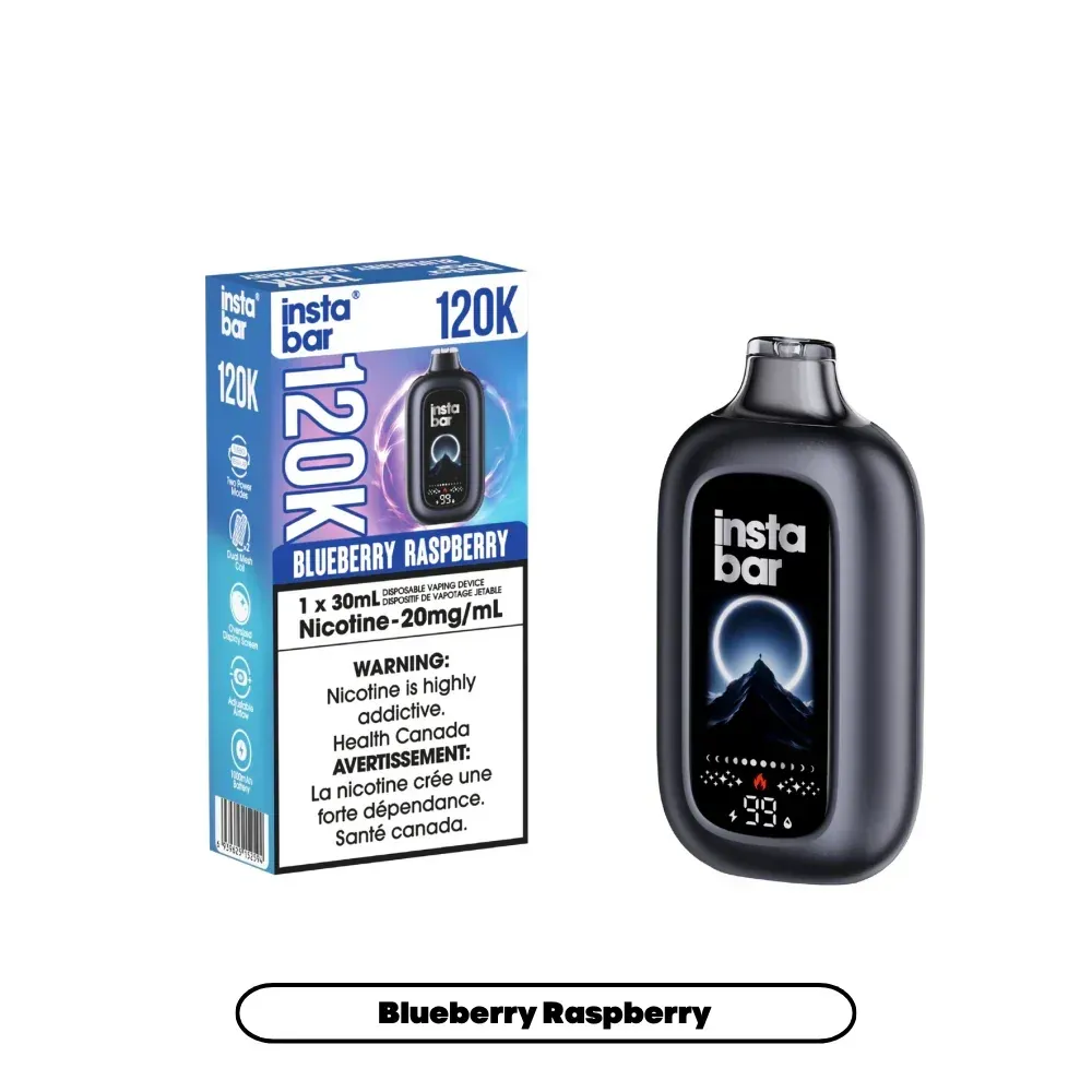 Insta Bar 120K Disposable Vape - Blueberry Raspberry, 20 mg