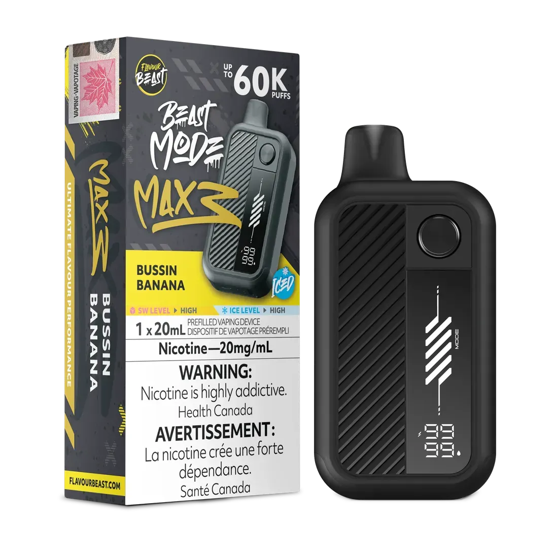 FLAVOUR BEAST BEAST MODE MAX 3 - Bussin Banana Iced, 20 mg