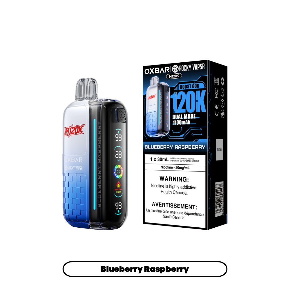OXBAR x Rocky Vapor M120K 20mg Disposable Vape - 30mL - Blueberry Raspberry, 20 mg/mL