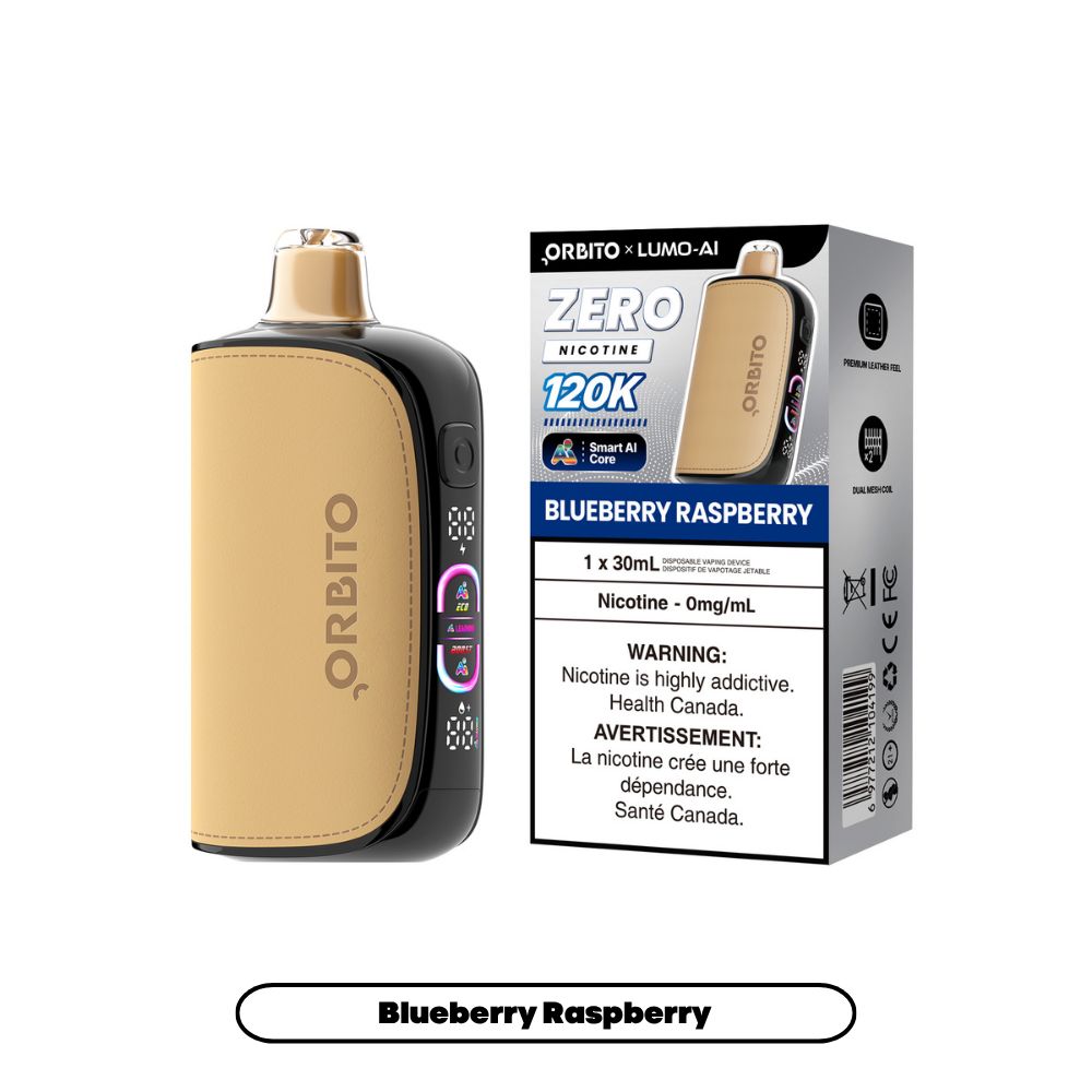 Orbito Lumo AI 120K 0mg Disposable Vape - 30mL - Blueberry Raspberry, 0 mg/mL (Nicotine Free)
