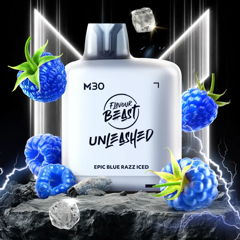 Level X M30 Unleashed Epic Blue Razz Iced 30mL pod, 20mg/mL