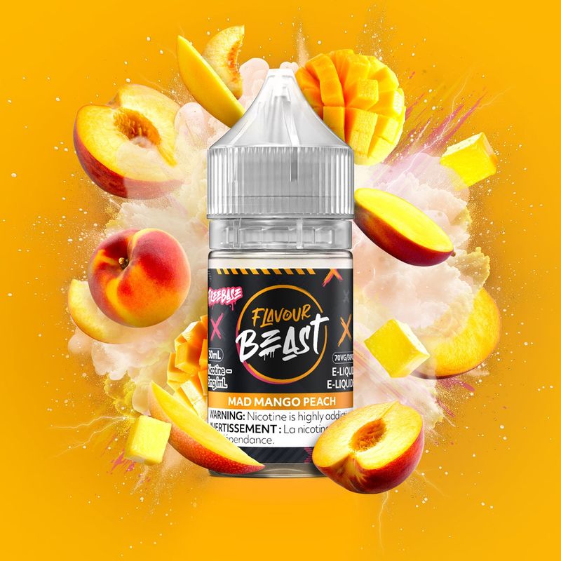 Flavour Beast Mad Mango Peach freebase e-liquid, 30mL, 3mg/mL nicotine