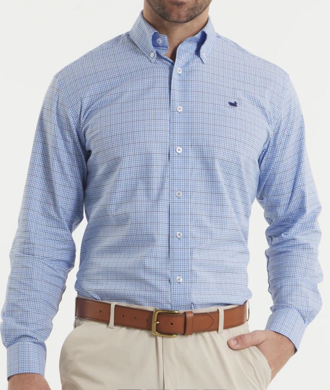 Dyer Performance Gingham Dress - French Blue and Navy