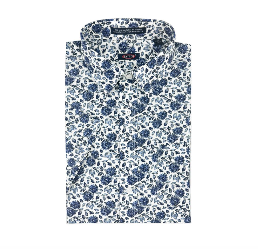 Jay Cotton Dorian Cotton Print Short Sleeve Shirt, Size: M