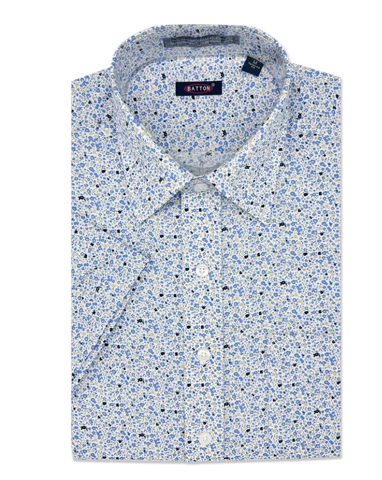 Jay Cotton Brenden Short Sleeve Stretch Print Shirt, Size: M