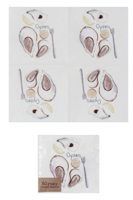 4&quot; Square Cocktail Napkins w Oysters