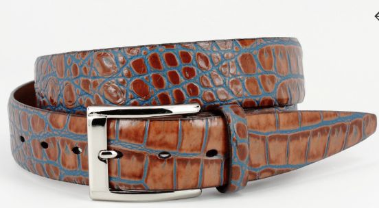 35 mm Tan blue two tone croco calf pol nkl bkl, Size: 34