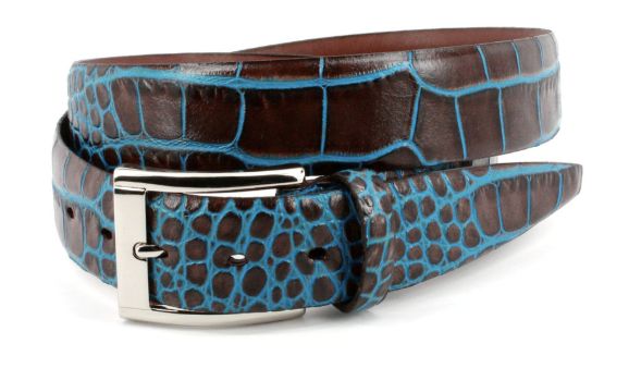 35 mm Brown Blue Two Tone Croco Calf Pol Nkl Blk