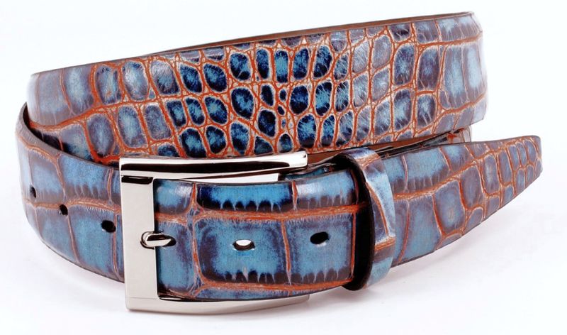 35 Navy Red Two Tone Croco Calf Pol Nkl Bkl