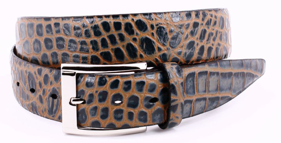 35 MM Grey Orange Two Tone Croco Calf Pol Nkl BKL, Size: 34