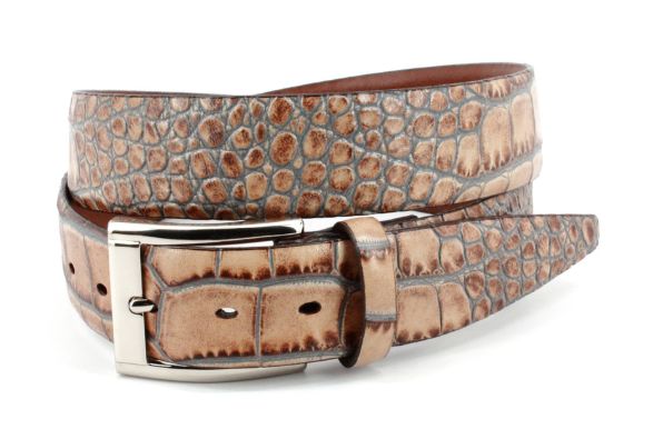 35 mm Taupe Blue Two Tone Croco Calf Pol Nkl Bkl