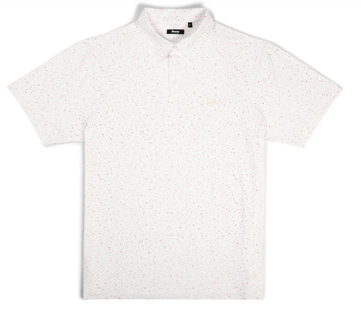 Polo - Heatin Up Splatter Polo - White, Size: M