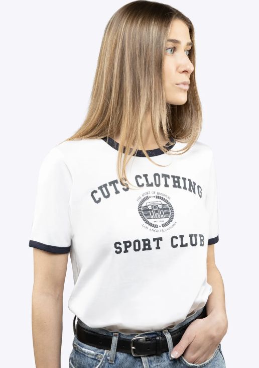Womens Ringer Tee Shirt - Marine Navy
