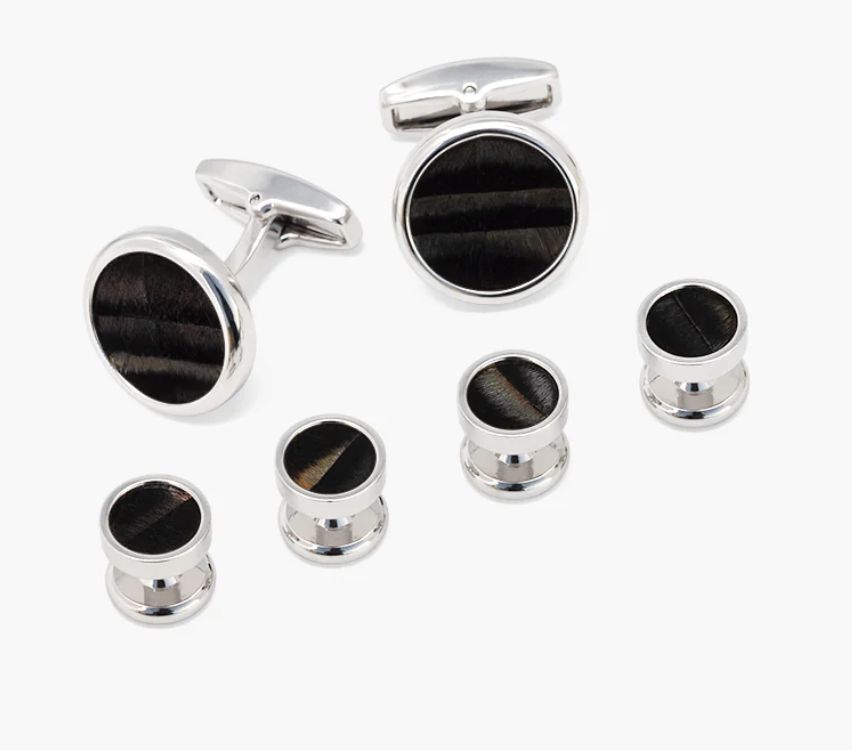 Chino Cufflink &amp; Studs Set Rhodium