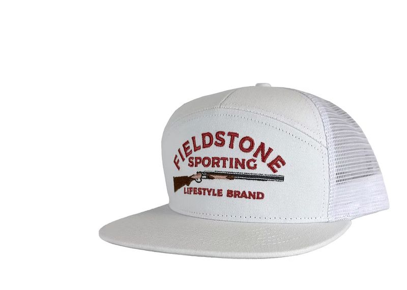 White 7 Panel Shotgun Logo Hat