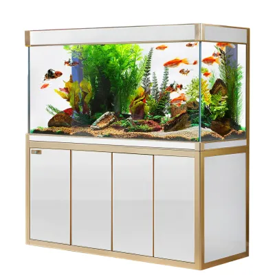 Aqua Dream 220 Gallon Tempered Glass Aquarium White and Gold Aqua Dream 220 Gallon Tempered Glass Aquarium White and Gold