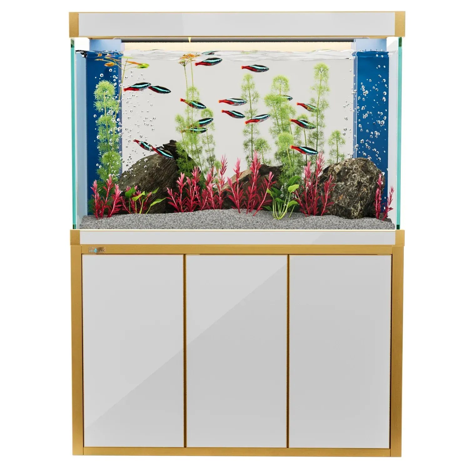 Aqua Dream 175 Gallon Tempered Glass Aquarium White and Gold