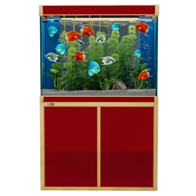 Aqua Dream 100 Gallon Tempered Glass Aquarium Red and Gold Aqua Dream 100 Gallon Tempered Glass Aquarium Red and Gold