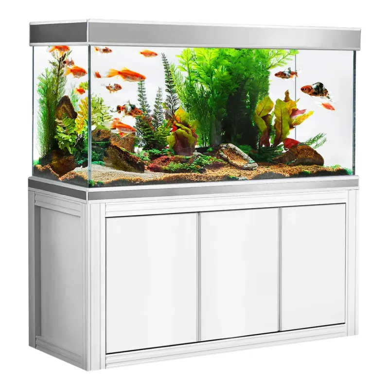 Aqua Dream 200 Gallon Tempered Glass Aquarium White and Silver with Premium Filtration System
