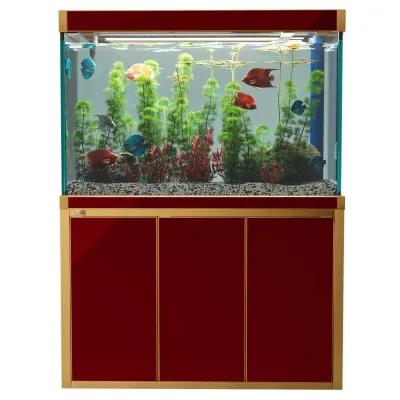 Aqua Dream 175 Gallon Tempered Glass Aquarium Red and Gold