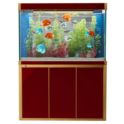 Aqua Dream 135 Gallon Tempered Glass Aquarium Red and Gold
