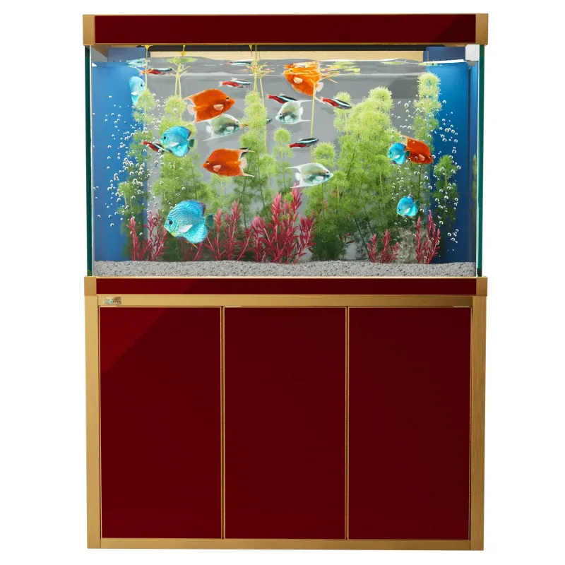 Aqua Dream 135 Gallon Tempered Glass Aquarium Red and Gold