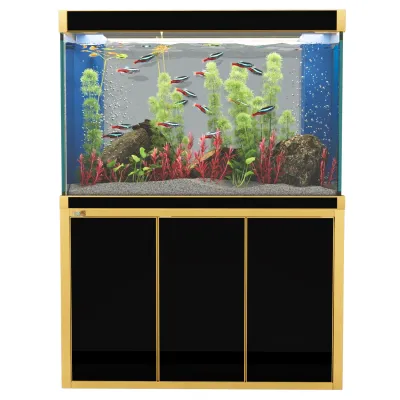 Aqua Dream 175 Gallon Tempered Glass Aquarium Black and Gold Aqua Dream 175 Gallon Tempered Glass Aquarium Black and Gold