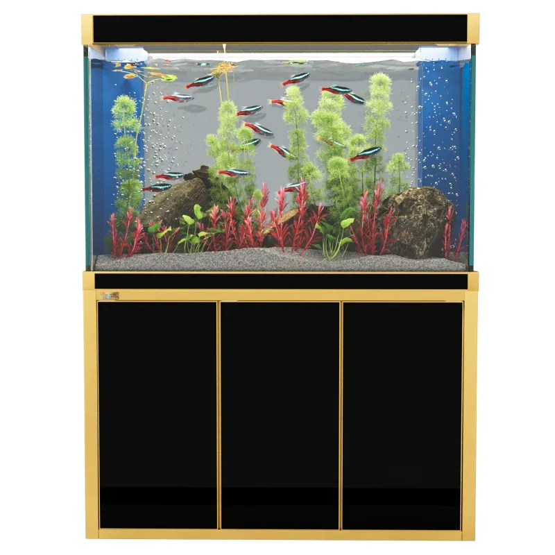 Aqua Dream 175 Gallon Tempered Glass Aquarium Black and Gold