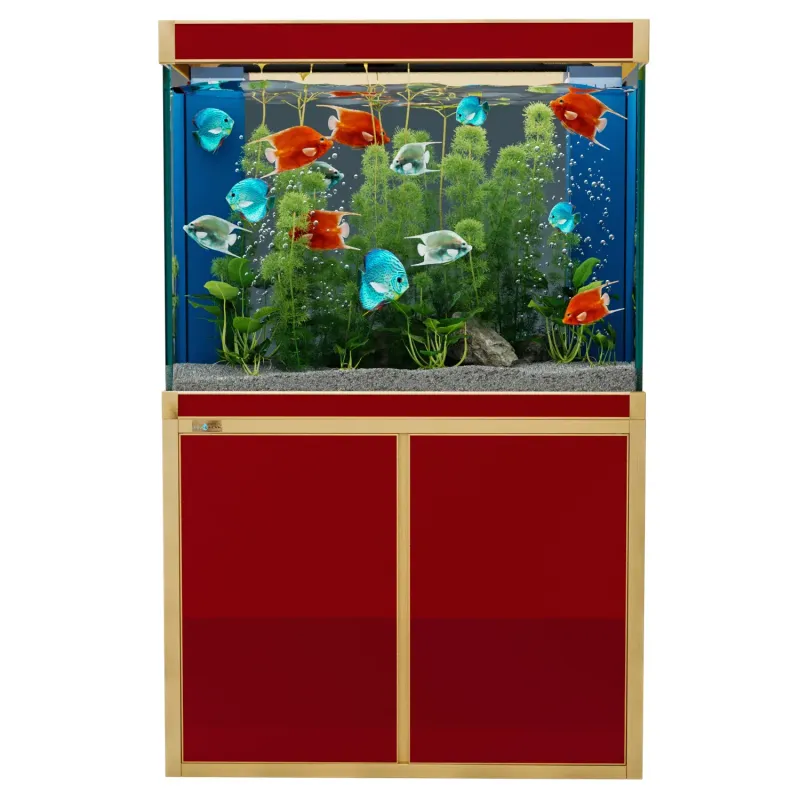 Aqua Dream 100 Gallon Tempered Glass Aquarium Red and Gold
