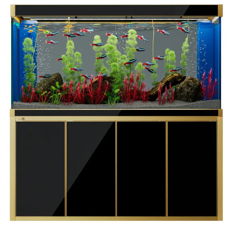 Aqua Dream 250 Gallon Tempered Glass Aquarium Black and Gold