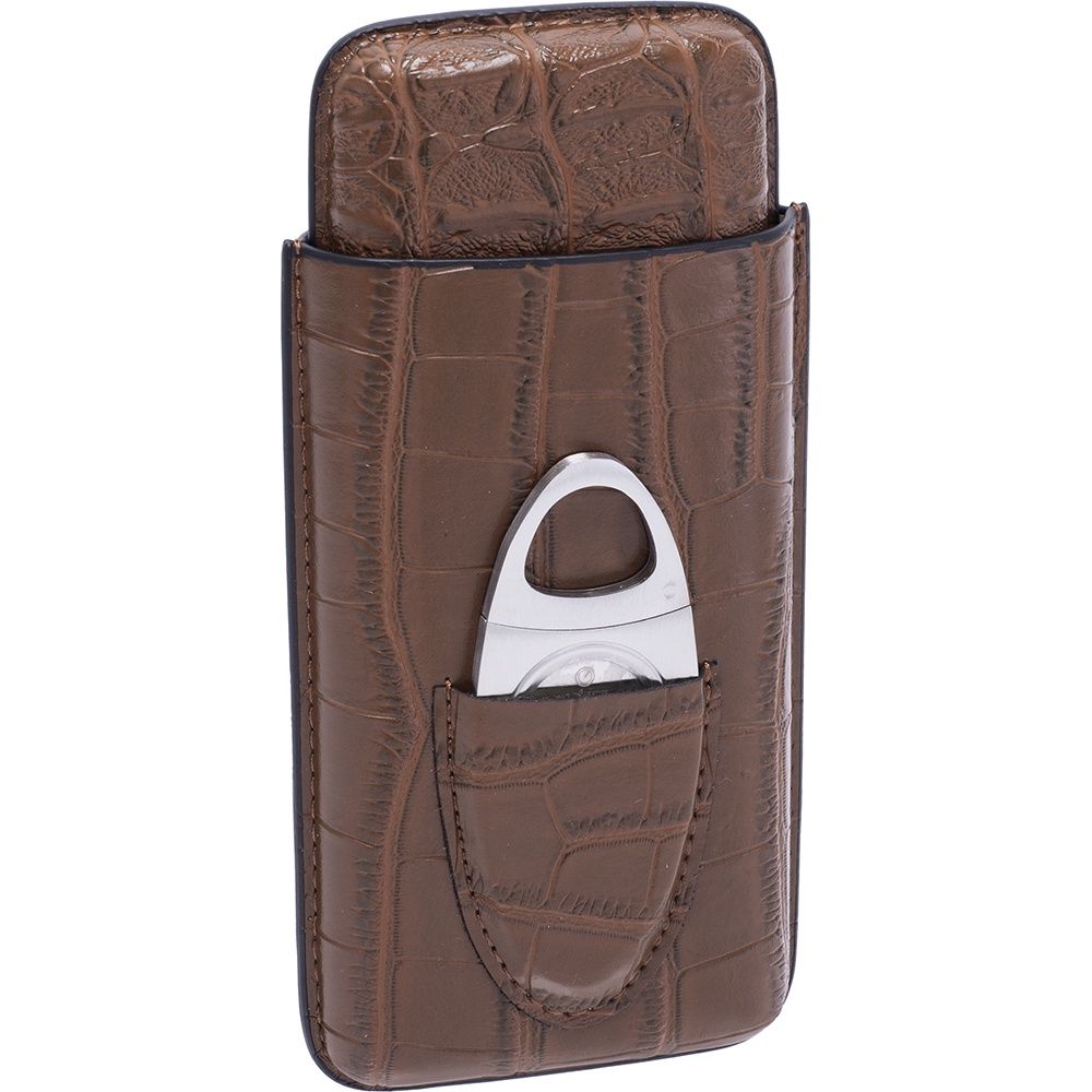 Leather Cigar Case &amp; Cutter (Asst)