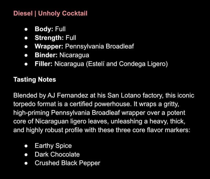 Diesel | Unholy Cocktail | Belicoso