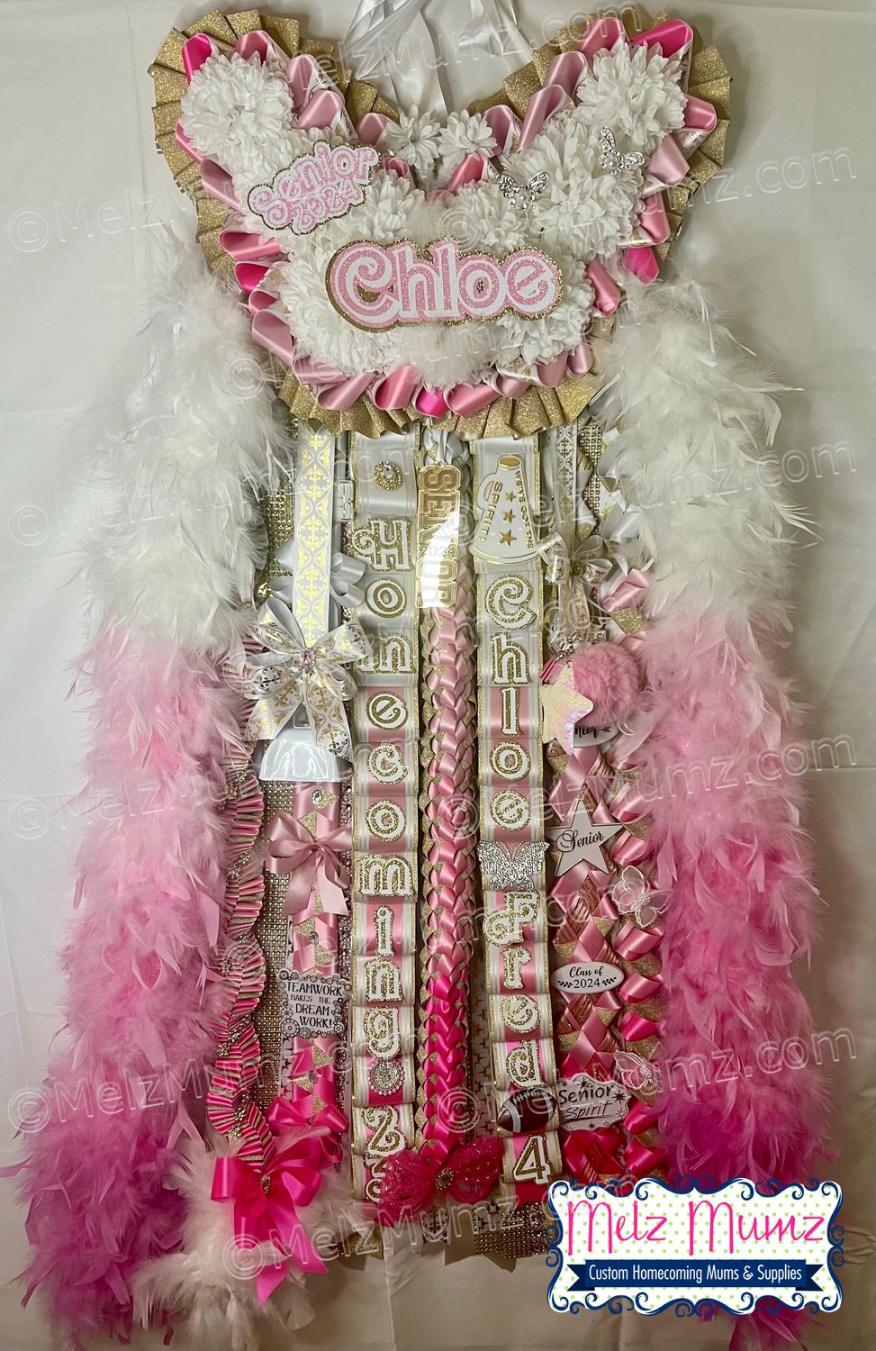 Deluxe Texas, Paw, Butterfly &amp; 7 Flower Giant Round Homecoming Mums