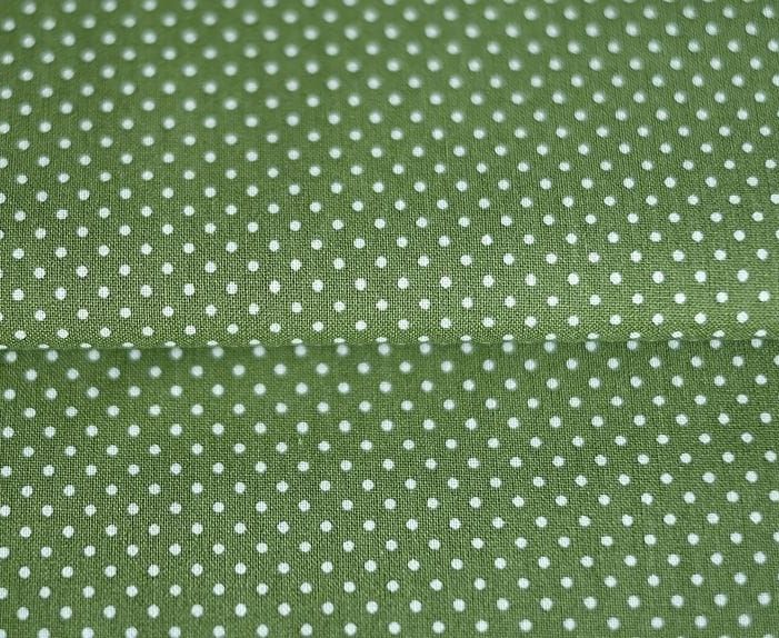 Tkanina bawełniana oliwka kropka