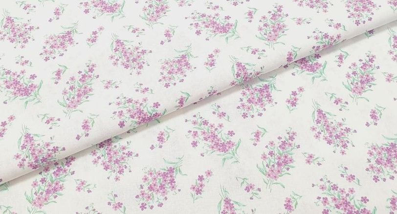 Tkanina bwełniana fiolet kwiaty