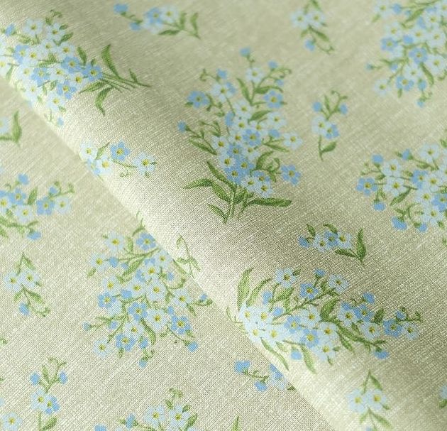 Tkanina bawełniana kwiaty błękitne