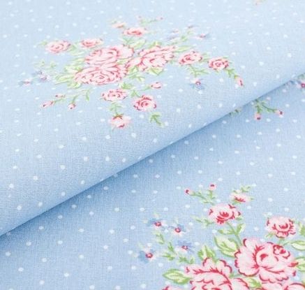 Tkanina bawełniana błękit kwiaty