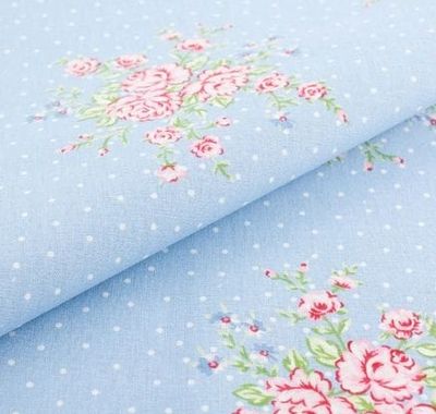 Tkanina bawełniana błękit kwiaty