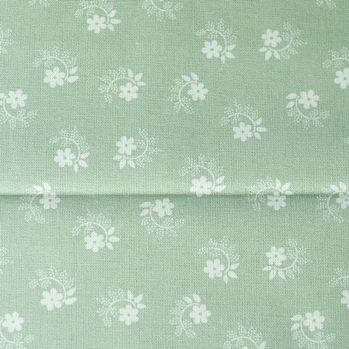 Tkanina bawełniana miętowa  w kwiaty  145 g/m2, 150 cm | materiał na sukienki i dekoracje