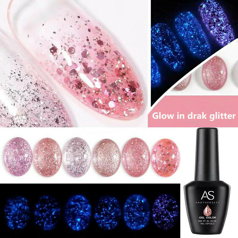 AS Glow in dark Glitter Gel Polish
