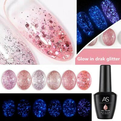 AS Glow in dark Glitter Gel Polish