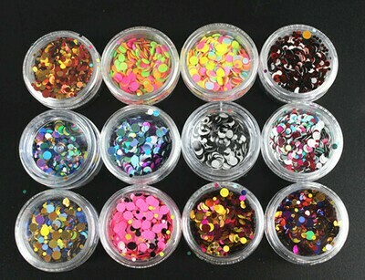 12 colors mix round glitter