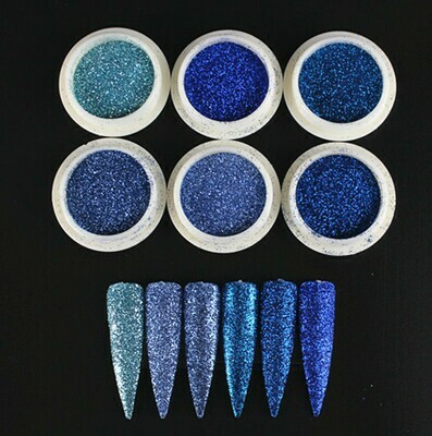 6pcs Classic Blue Fine Glitter